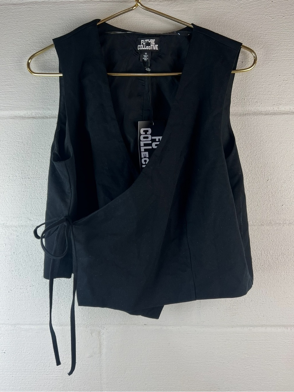 Future Collective Black Wrap Vest Top, Medium
